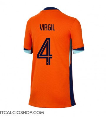 Olanda Virgil van Dijk #4 Prima Maglia Femmina Europei 2024 Manica Corta